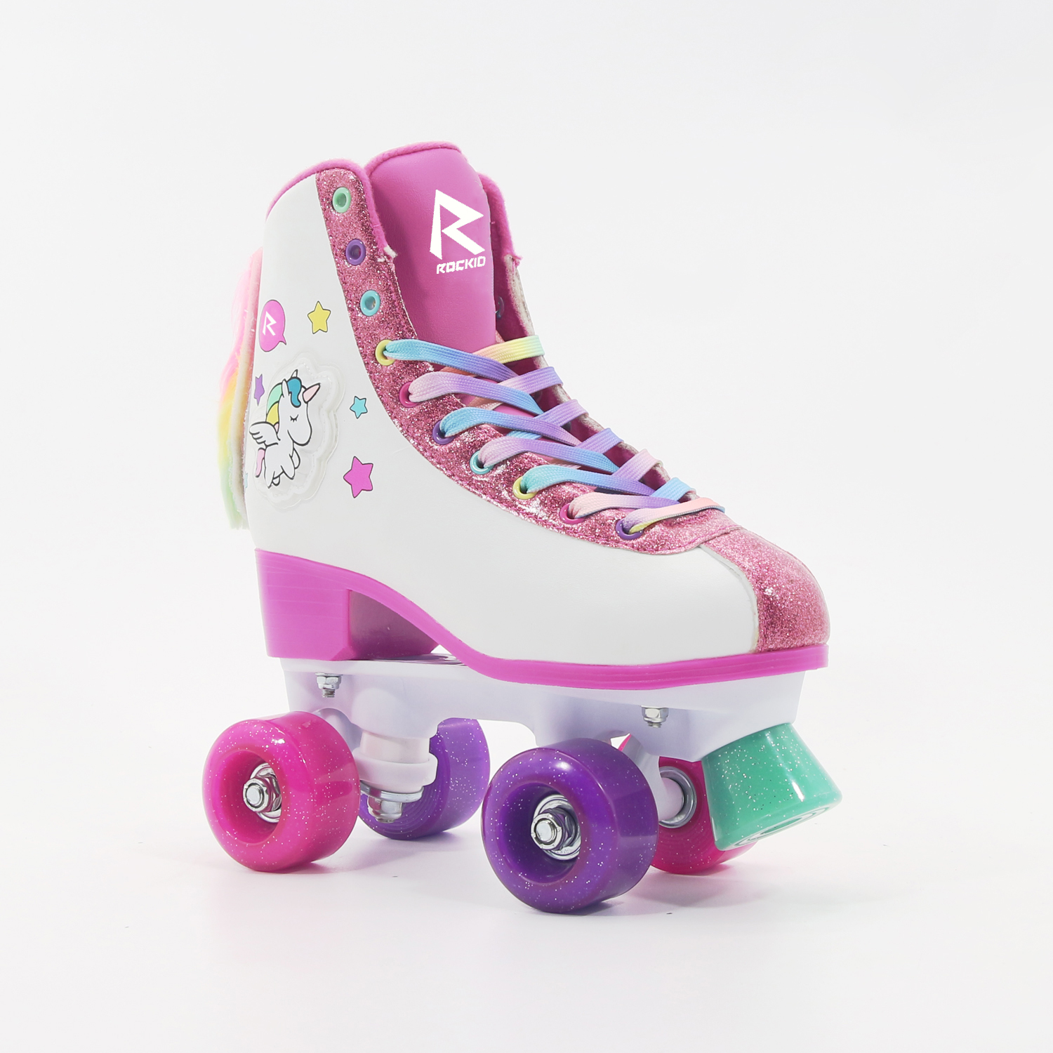 NUEVO Flash Semi Soft Glitter Material Skate de patinaje cuádruple para niños